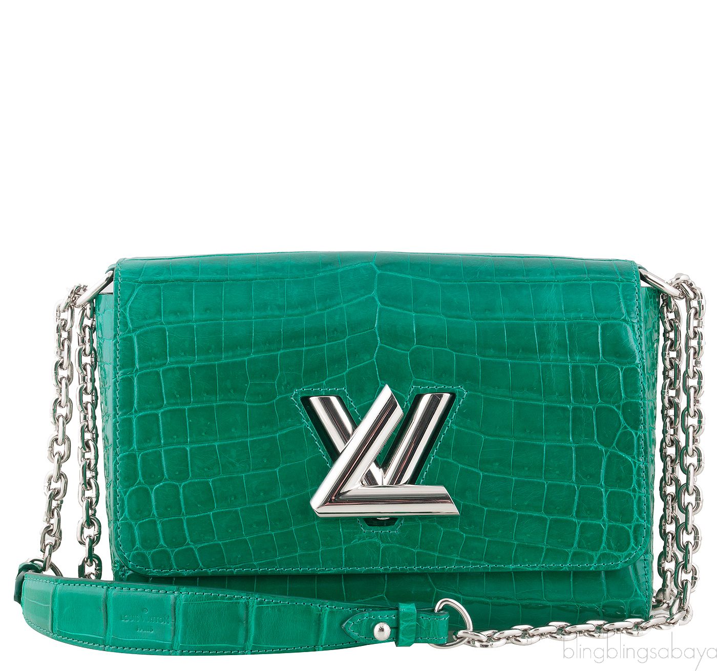 Louis Vuitton LV Green Crocodile Twist Lock PM Chain Crossbody **RARE**