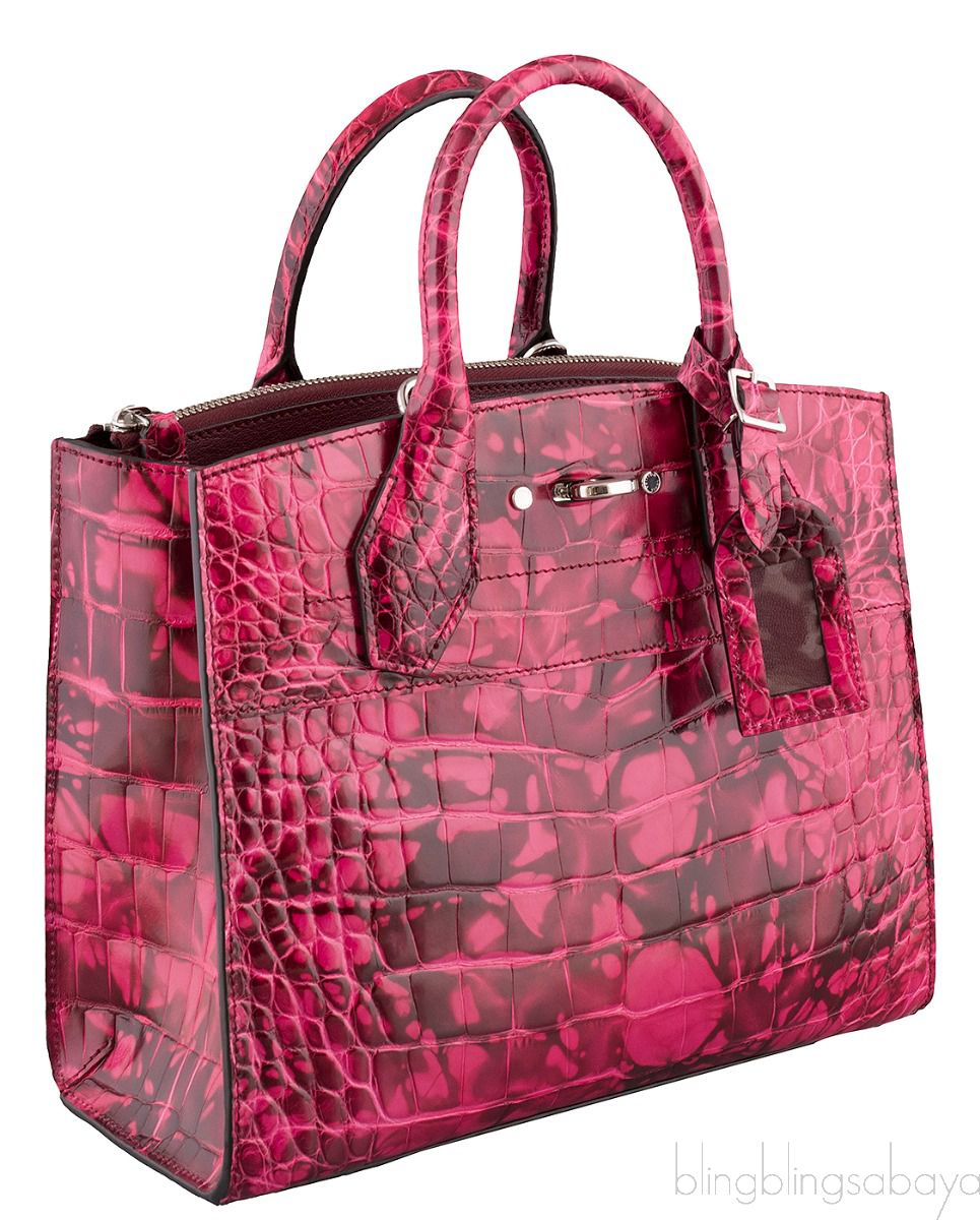 City Steamer Pink Crocodile Bag PM