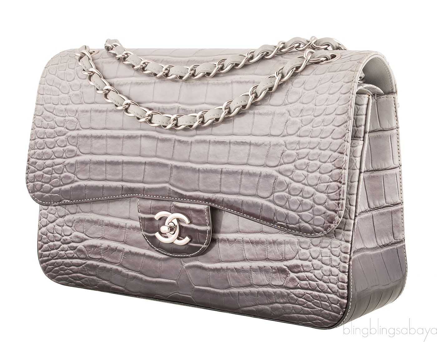 Gray ombr\u00e9 crocodile handbag