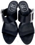 Black Nylon Crystal Sandals