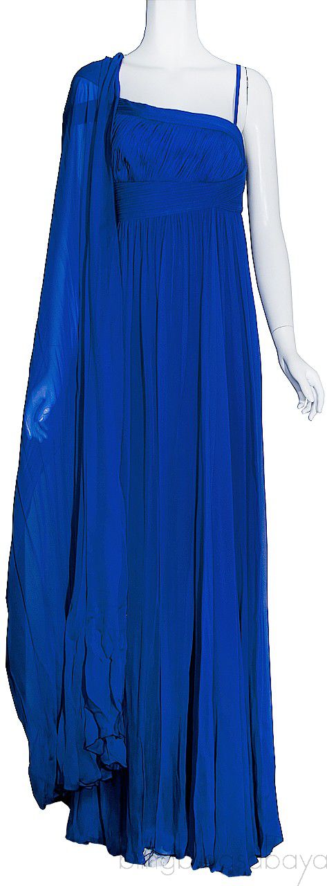 Blue Violet Pleated Long Dress