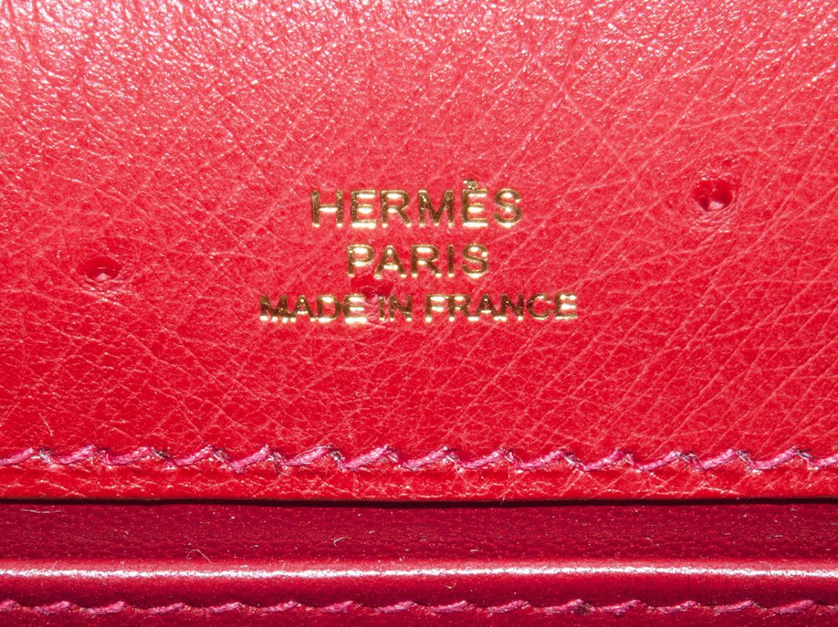 Hermes Mini Kelly 22 Pochette Bag ck53 Rouge Vif Ostrich GHW