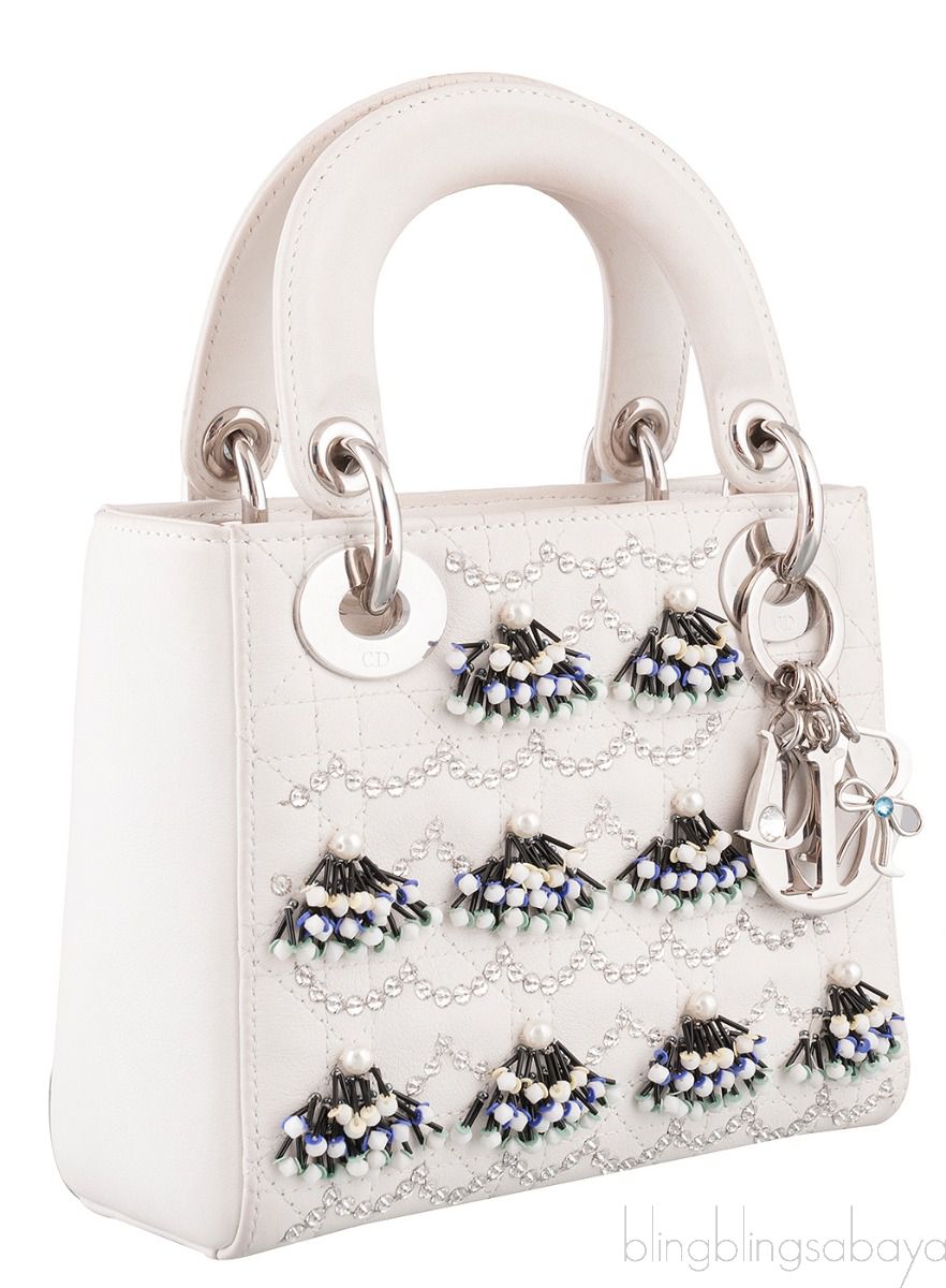 Lady Dior Mini Crystal Bead Embellished Bag 