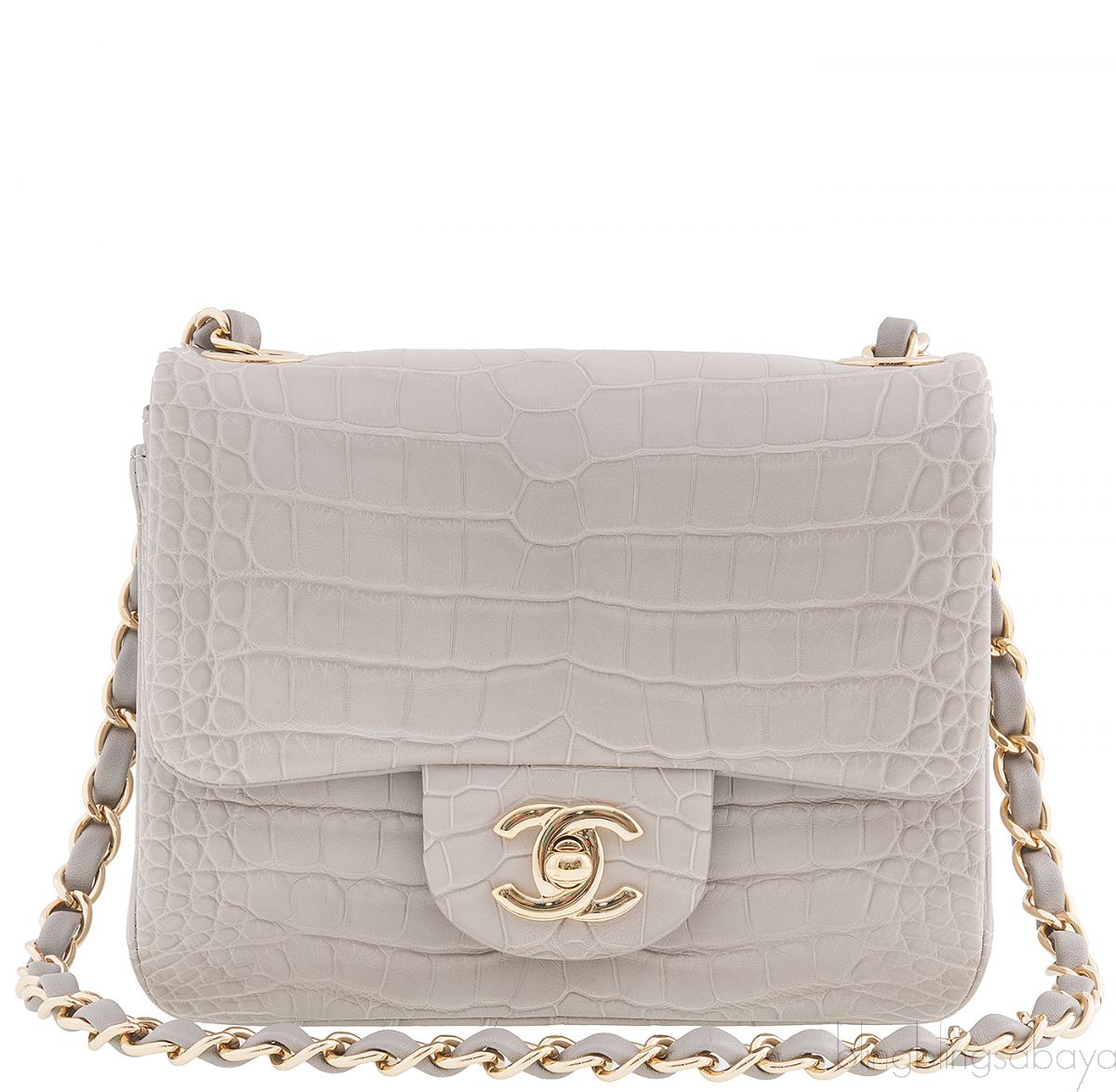 CHANEL Caviar Quilted Mini Coco Handle Flap Light Grey 365163