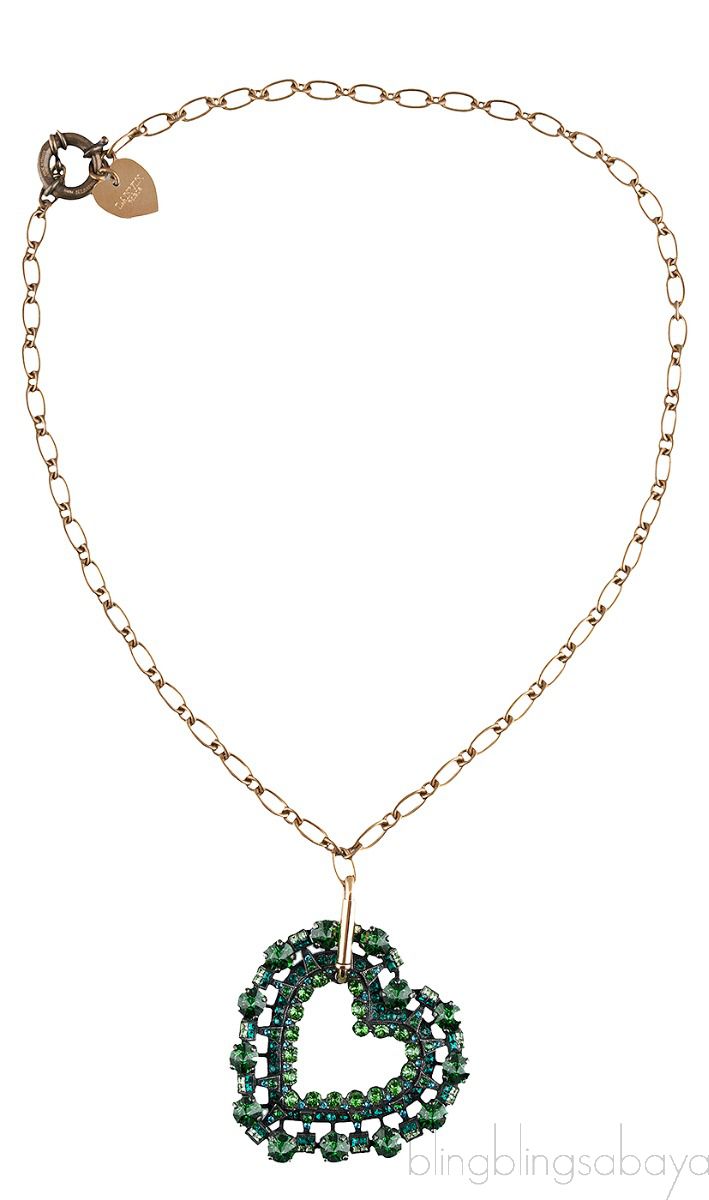 Emerald Crystal Heart Necklace   