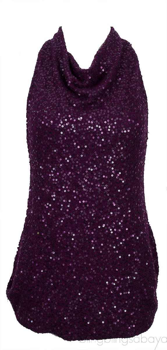 Purple Sequins Sleeveless Top