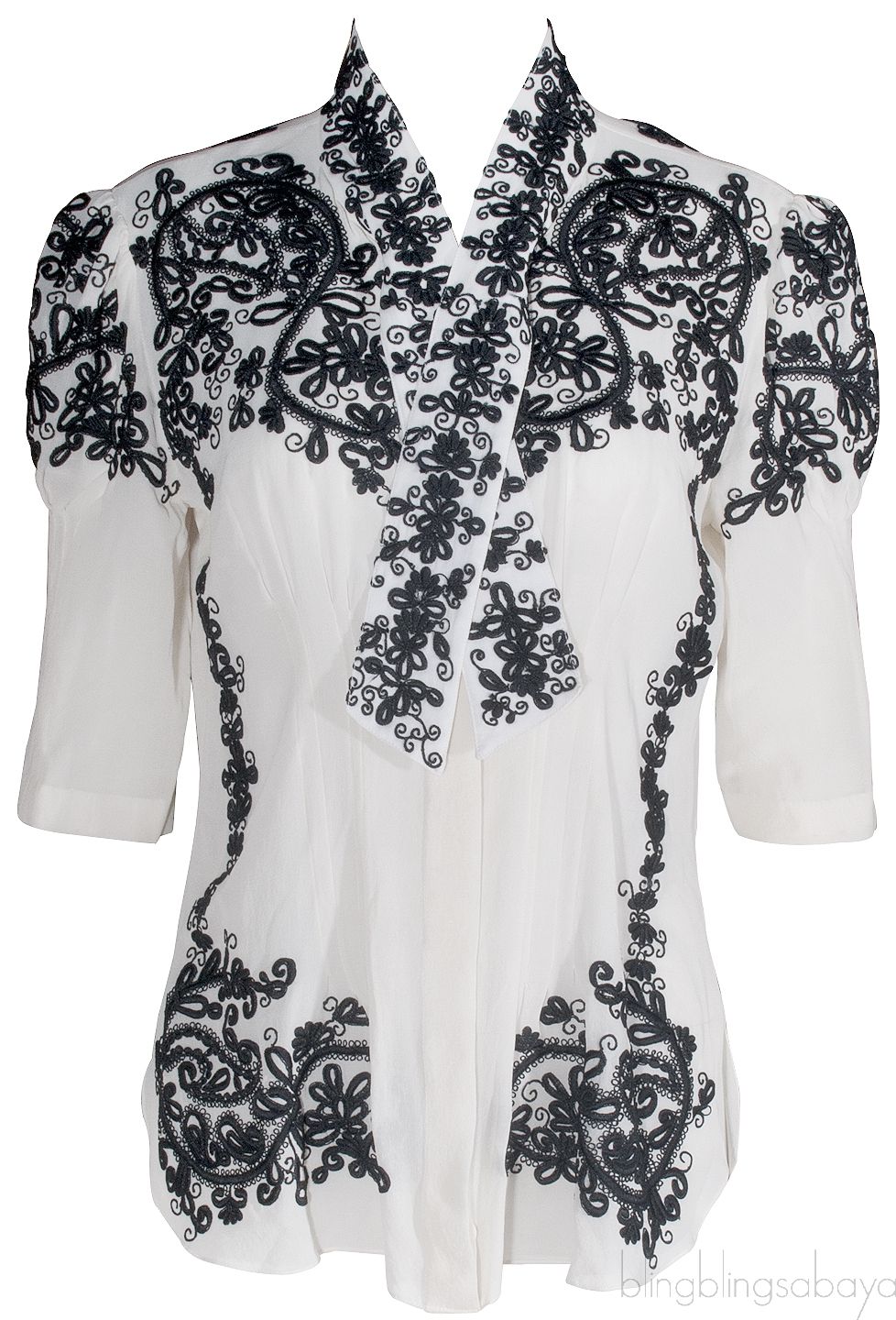 Silk Floral Embroidered Top           
